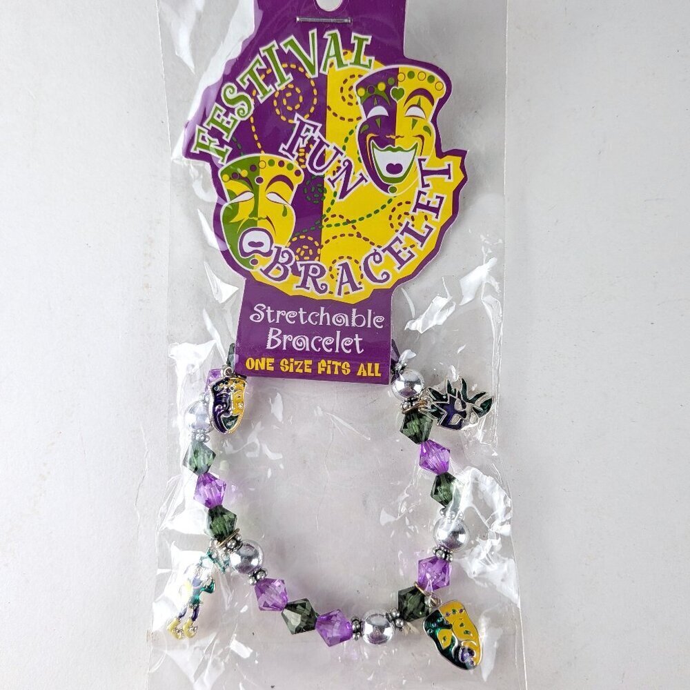 NEW Mardi Gras Stretch Bracelet - Masks/Jester